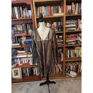 Lavender brown metallic stripe long sleeve mini dress sz s nwot